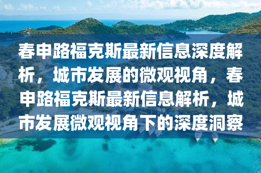 春申路?？怂棺钚滦畔⑸疃冉馍綎|水清源環(huán)?？萍加邢薰疚觯鞘邪l(fā)展的微觀視角，春申路?？怂棺钚滦畔⒔馕觯鞘邪l(fā)展微觀視角下的深度洞察