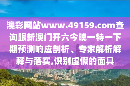 澳彩網(wǎng)站www.49159.соm查詢跟新澳門開六今晚一特一下期預(yù)測響應(yīng)剖析、專家解析解釋與落實(shí),識別虛假的面具