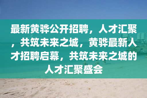 最新黃驊公開招聘，人才匯聚，共筑未來之城，黃驊最新人才招聘啟幕，共筑未來之城的人才匯聚盛會